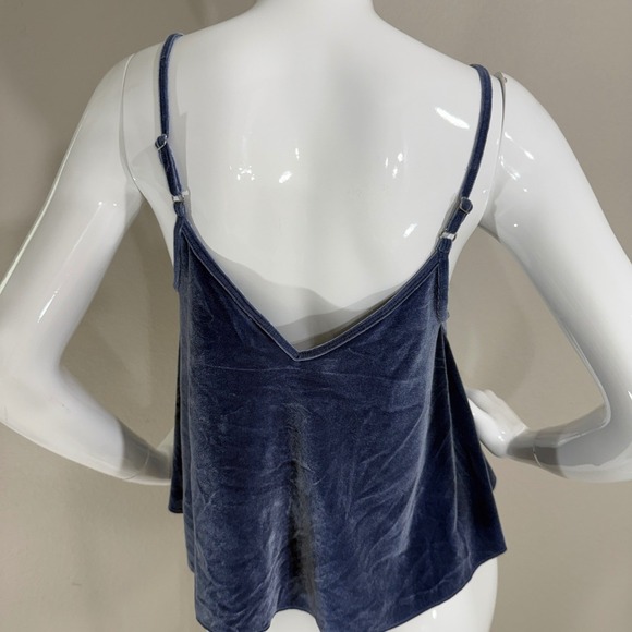 Y2K PINK Victoria's Secret Blue Velvet Cami Top XS/XP Cropped Sleeveless - Picture 6 of 14